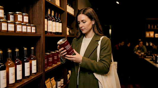Woman choosing caramel coffee powder in aisle