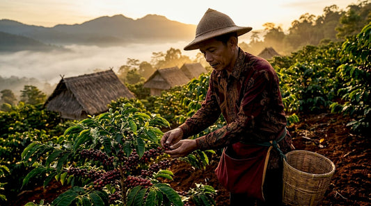Morning at Sulawesi coffee farm in Toraja