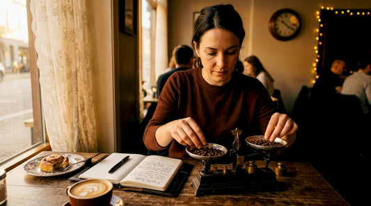 Woman measuring coffee for caffeine reduction at home