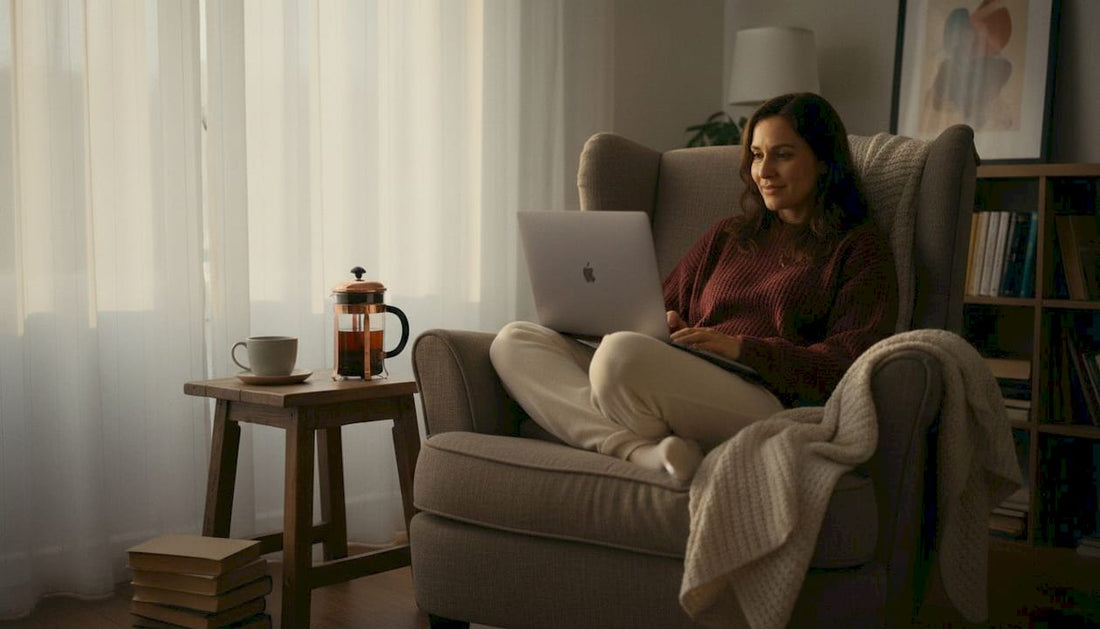 Woman shopping for coffee alternatives online