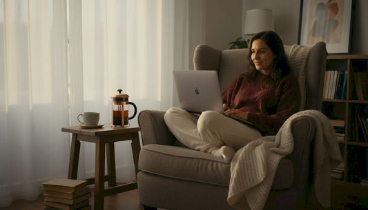 Woman shopping for coffee alternatives online