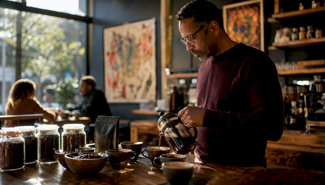 Person tasting bold coffee alternatives at home kitchen table