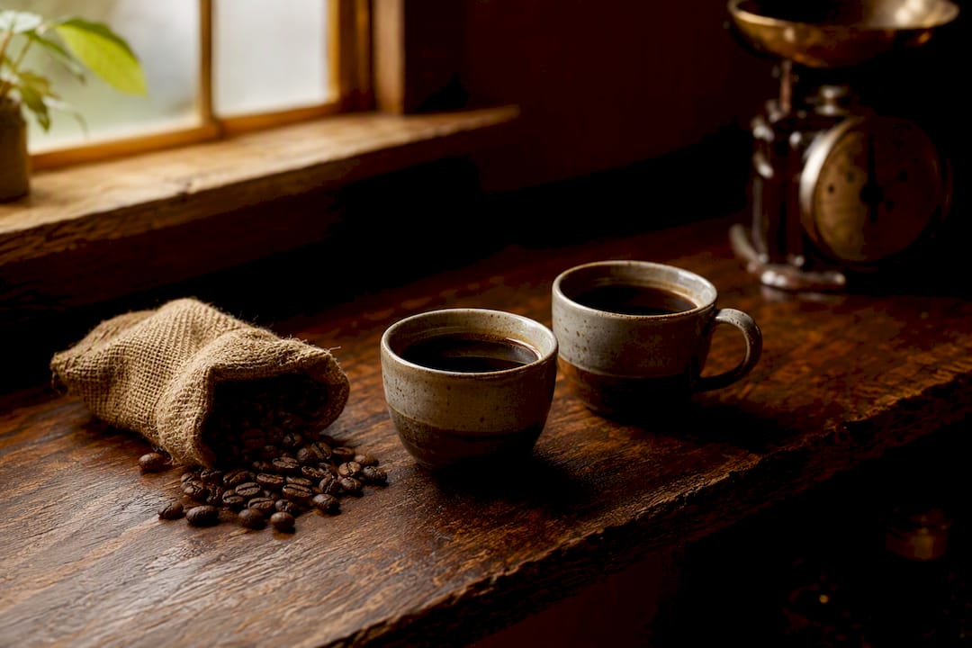 Side-by-side Arabica and Robusta coffee beans