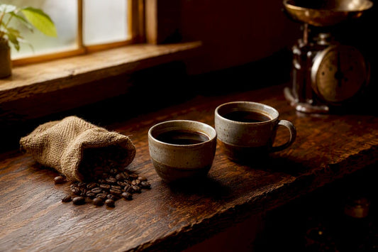 Side-by-side Arabica and Robusta coffee beans